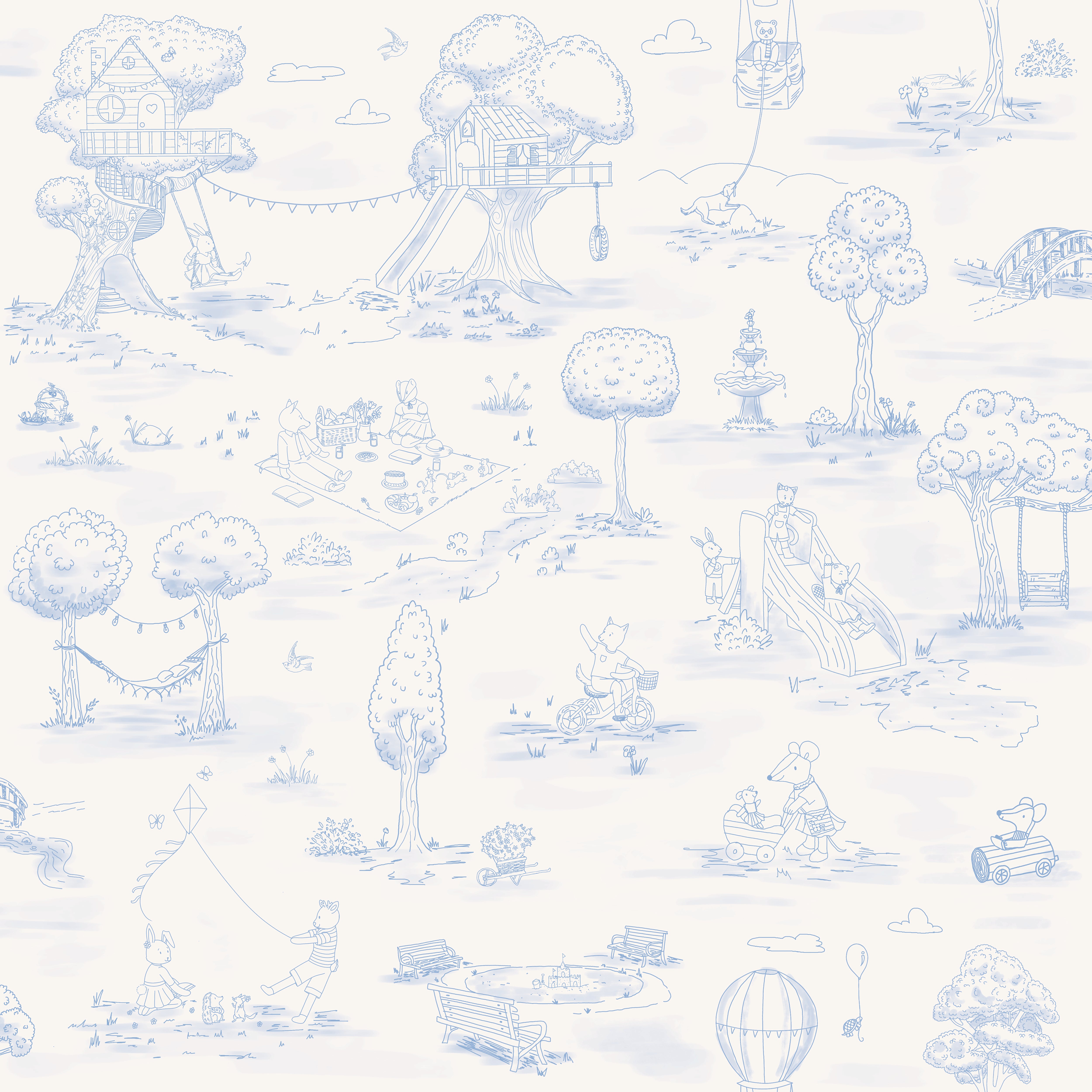 Whimsical Woodland Toile - Blue