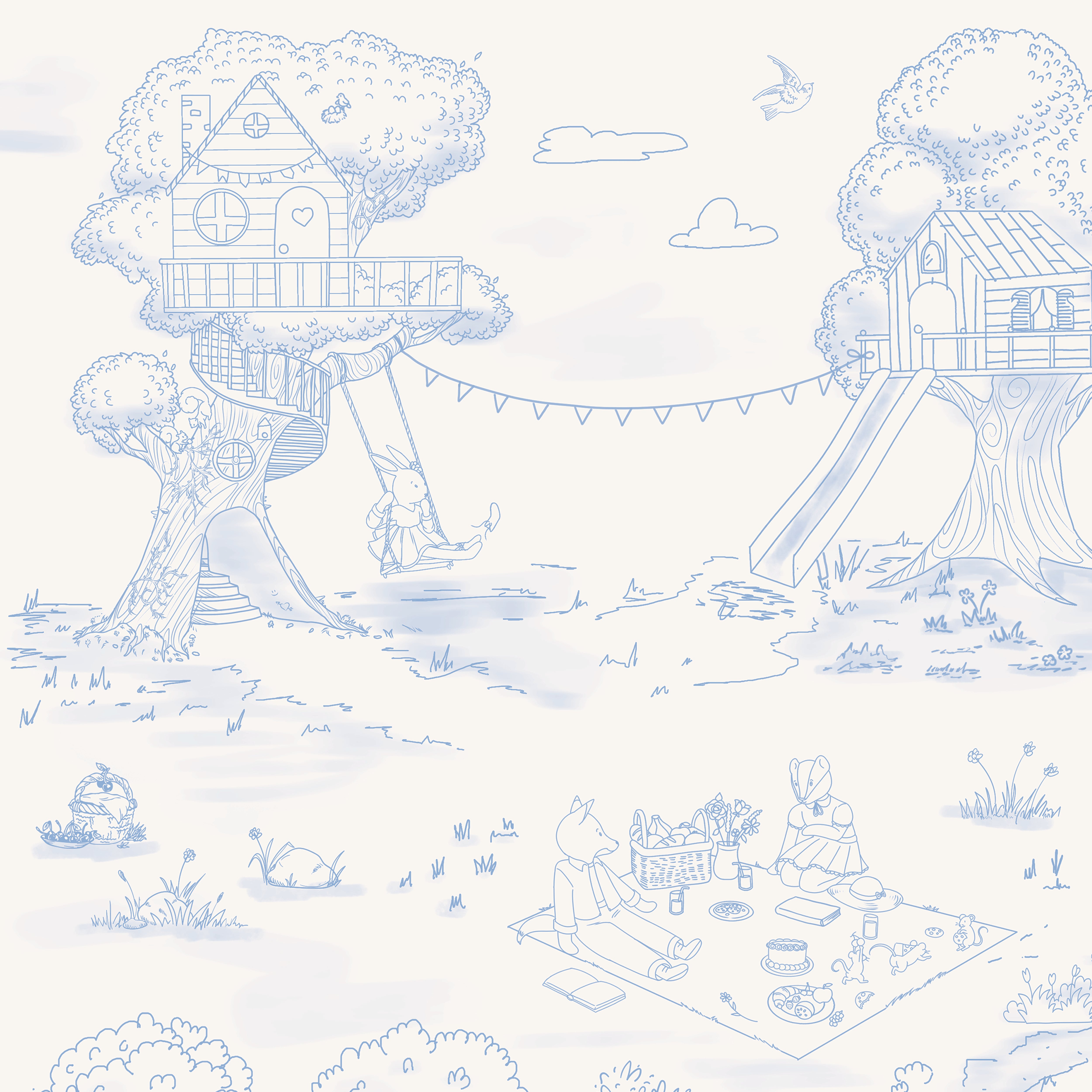 Whimsical Woodland Toile - Blue