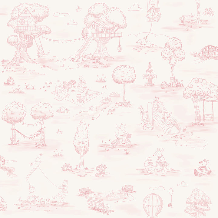 Whimsical Woodland Toile - Pink and Beige