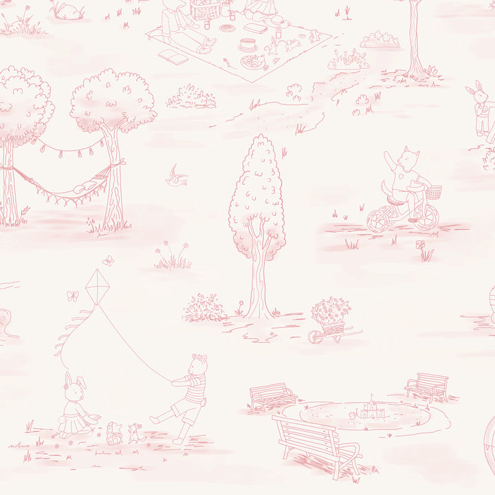 Whimsical Woodland Toile - Pink and Beige