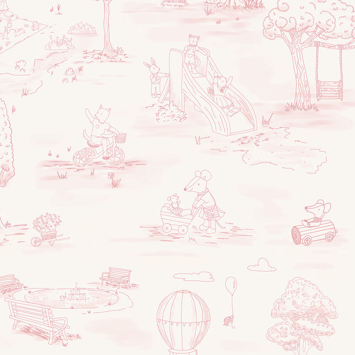 Whimsical Woodland Toile - Pink and Beige
