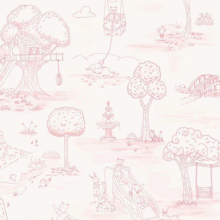 Whimsical Woodland Toile - Pink and Beige