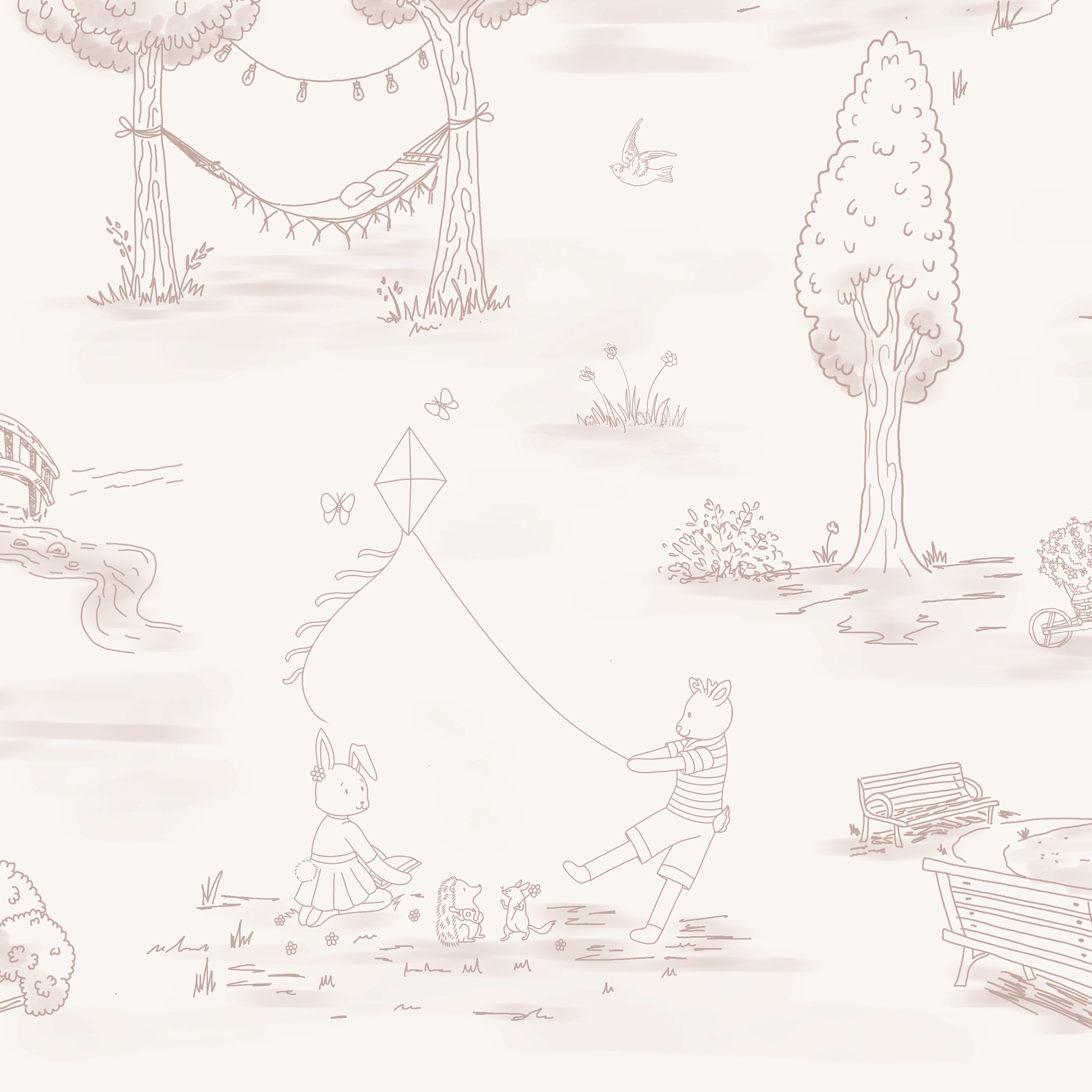 Whimsical Woodland Toile - Beige
