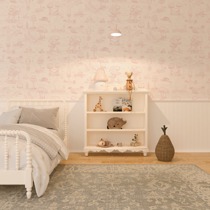 Whimsical Woodland Toile - Pink and Beige