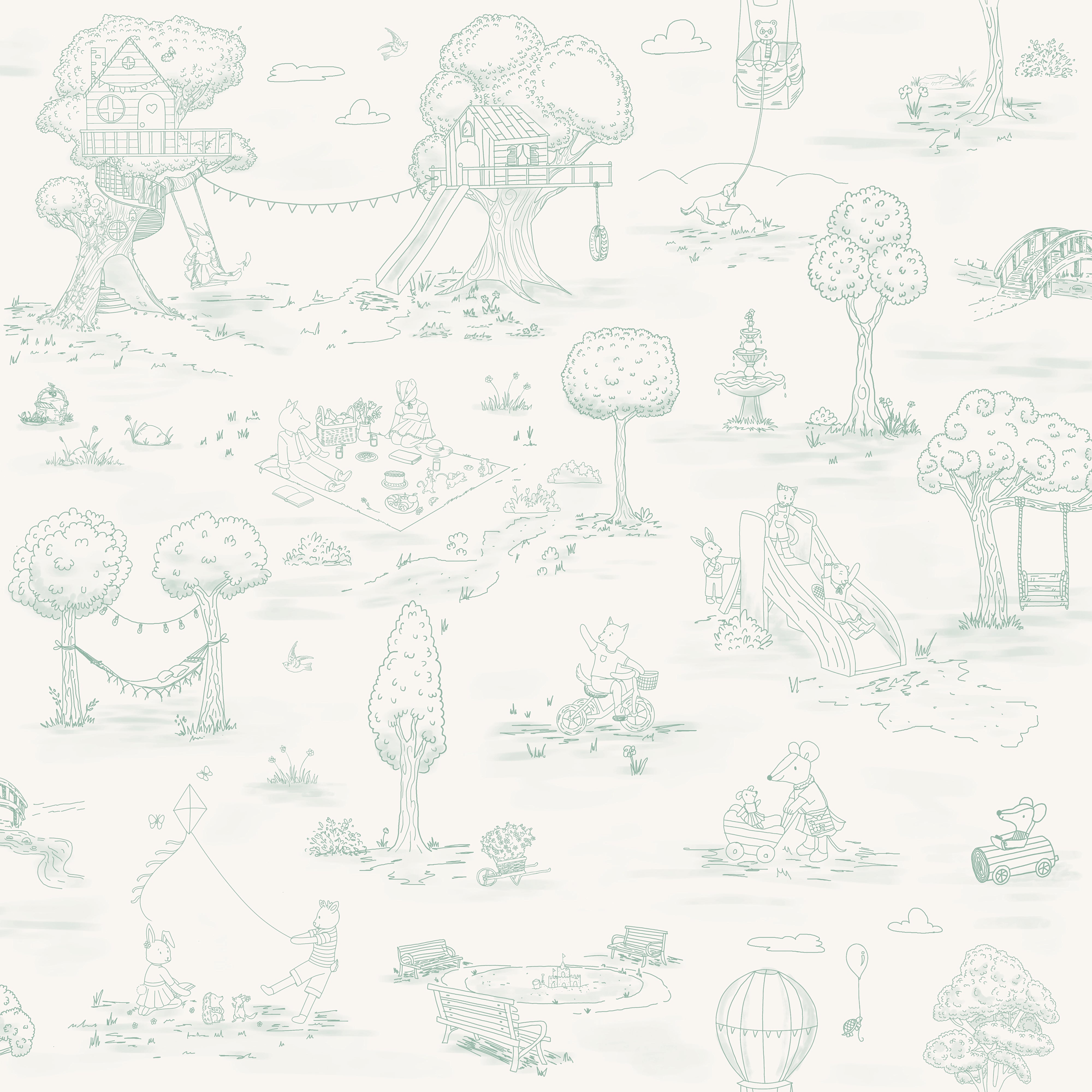 Whimsical Woodland Toile - Green