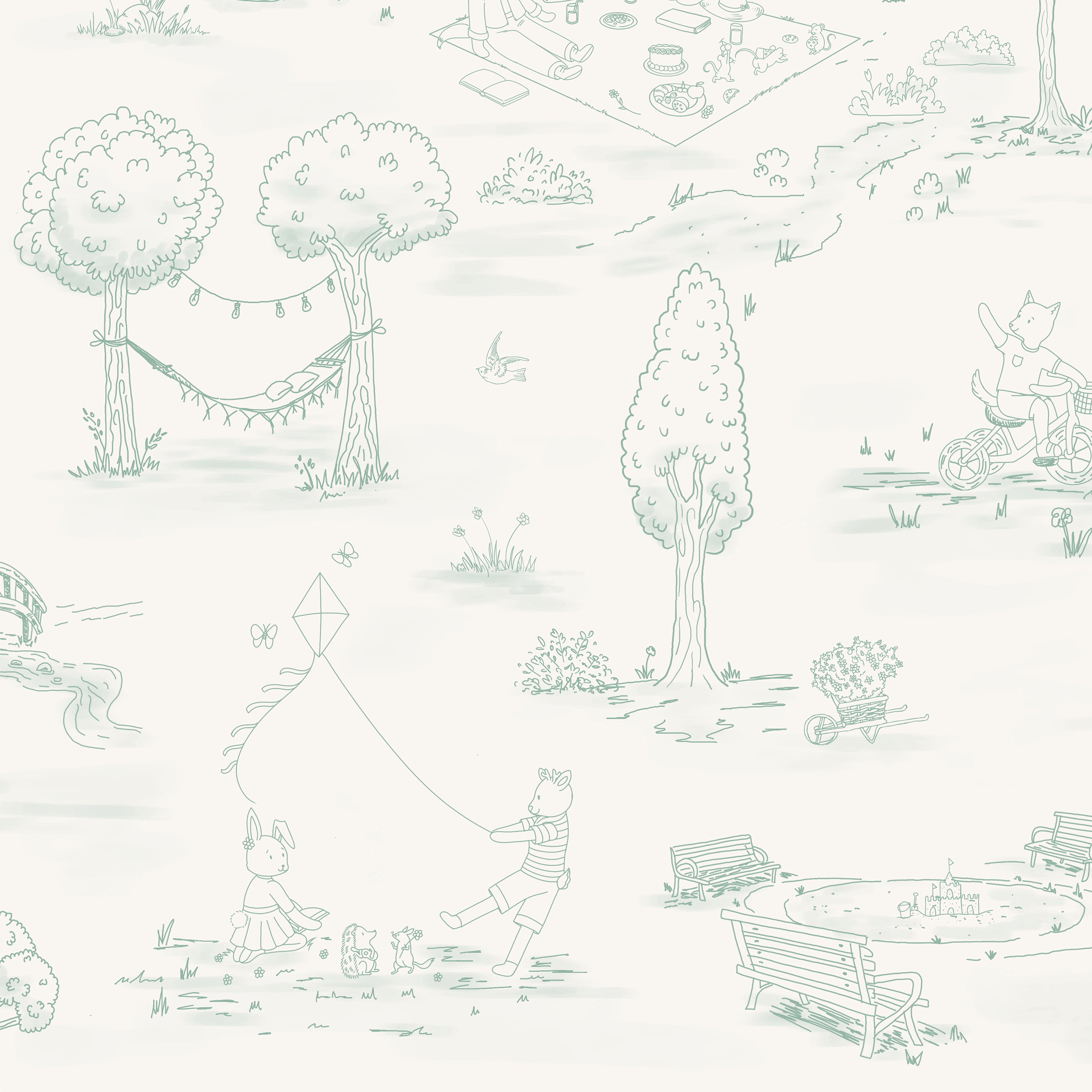 Whimsical Woodland Toile - Green