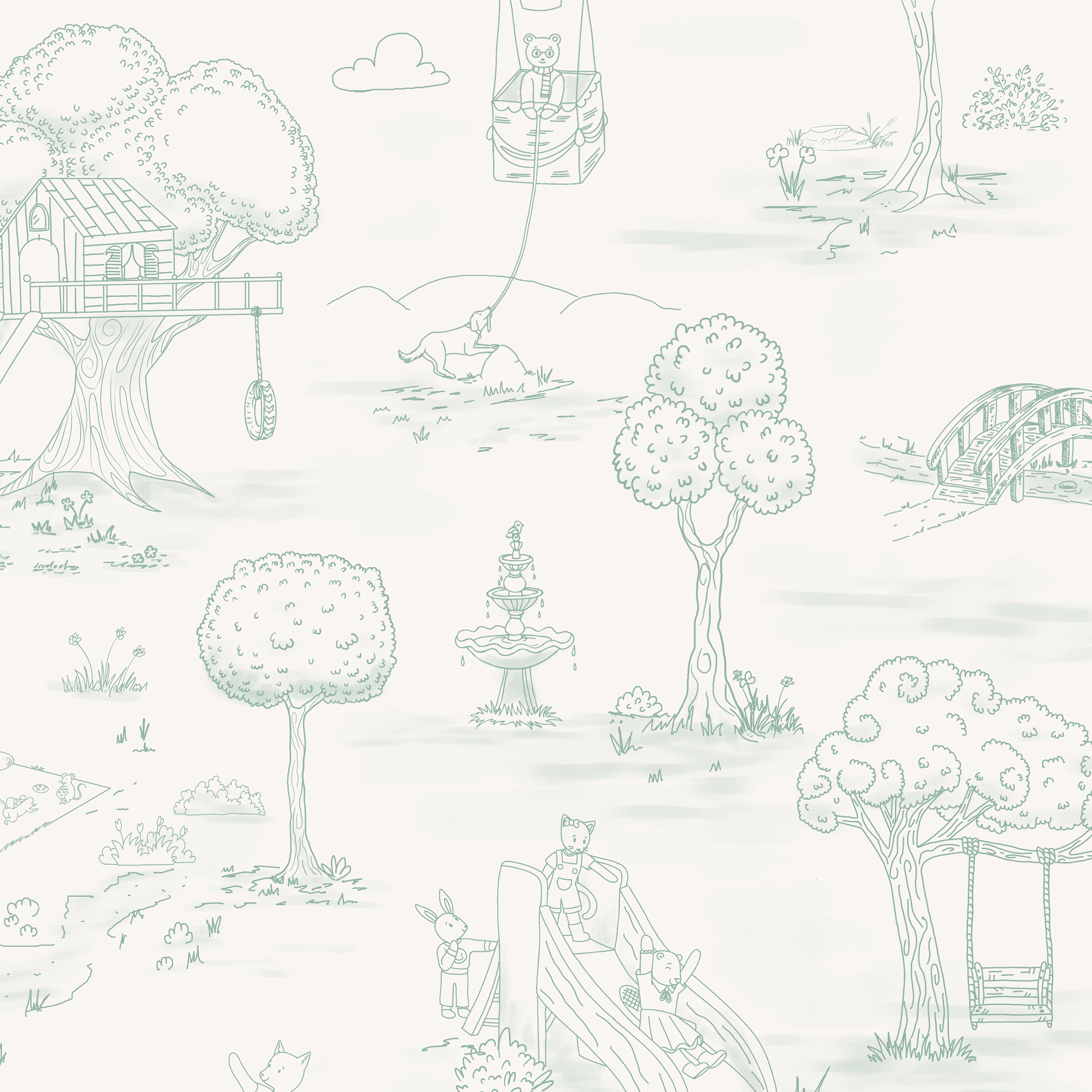 Whimsical Woodland Toile - Green