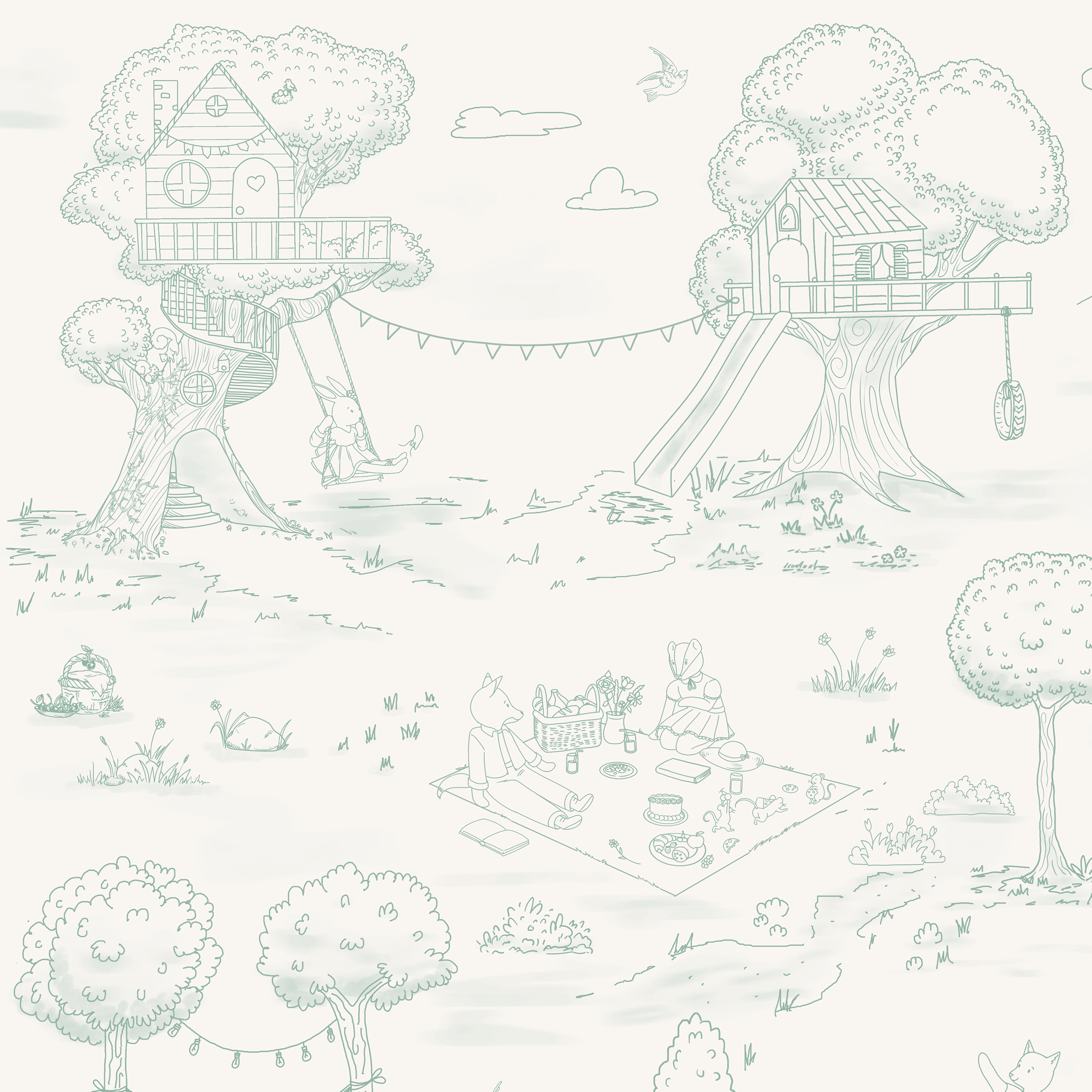 Whimsical Woodland Toile - Green